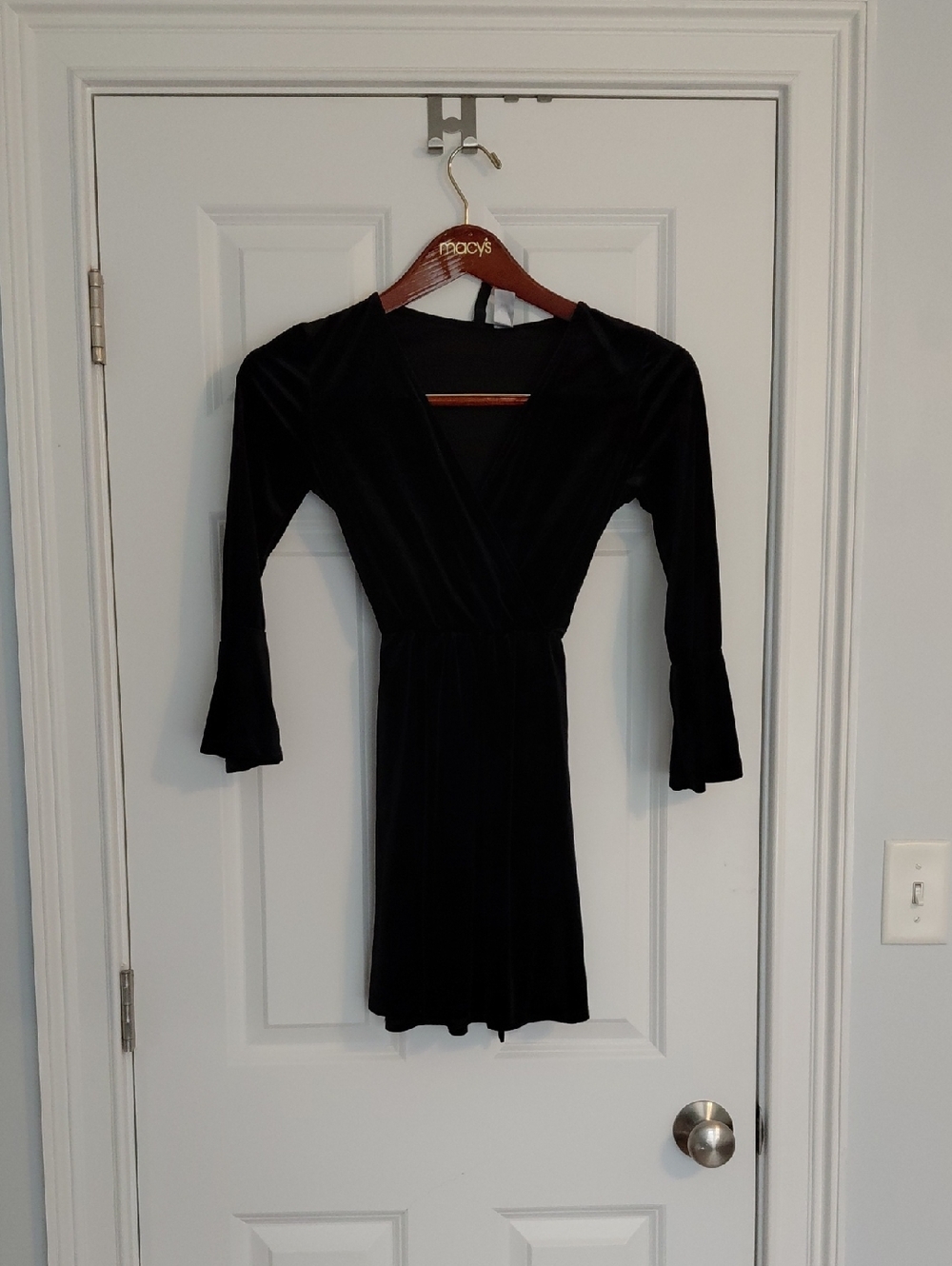 H&M Black Velvet Mini Dress, Size 2